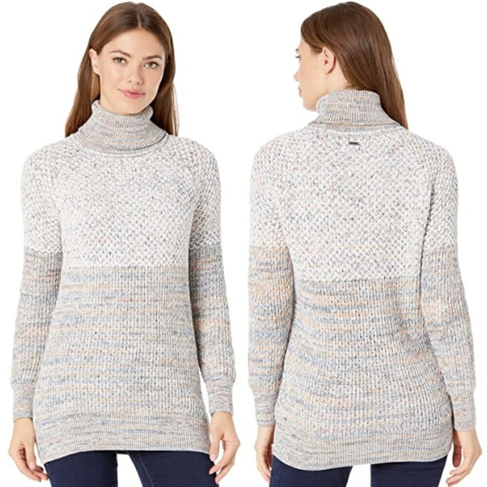 PrAna Abelle Organic Cotton Blend Chunky Knit Turtleneck Tunic Sweater XS